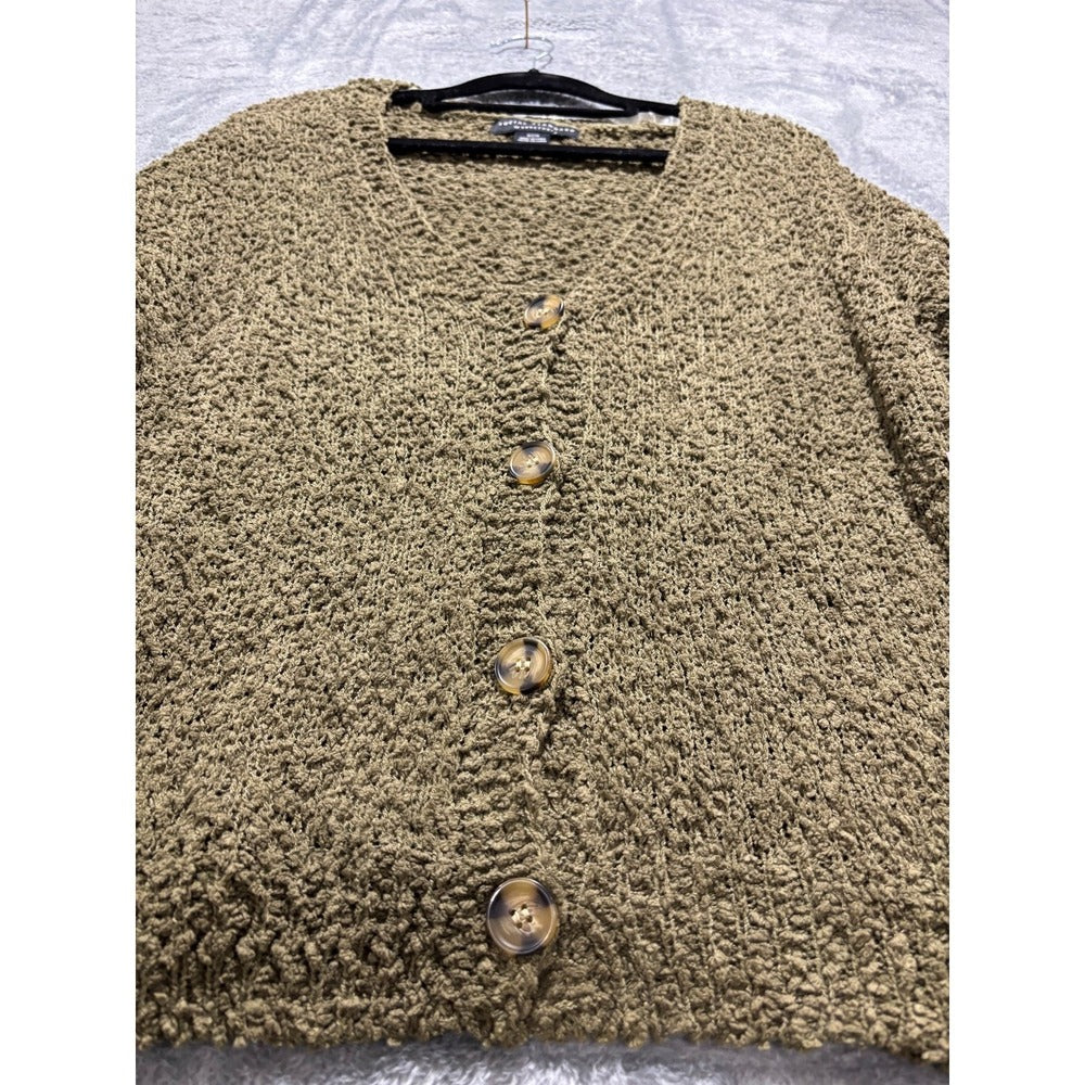 Social Standard by Sanctuary Womens S Olive Popcorn Knit V-Neck Cardigan Cozy