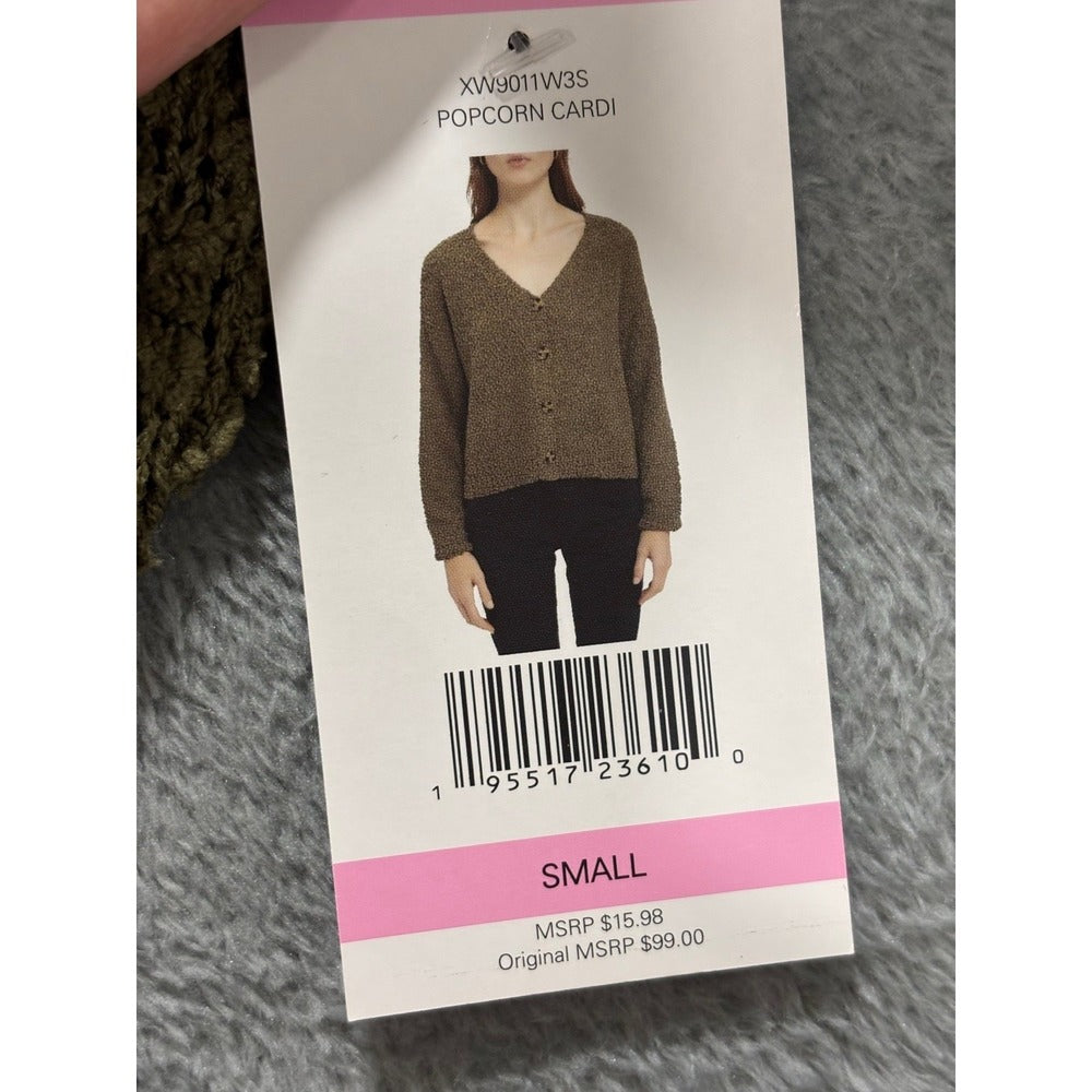 Social Standard by Sanctuary Womens S Olive Popcorn Knit V-Neck Cardigan Cozy