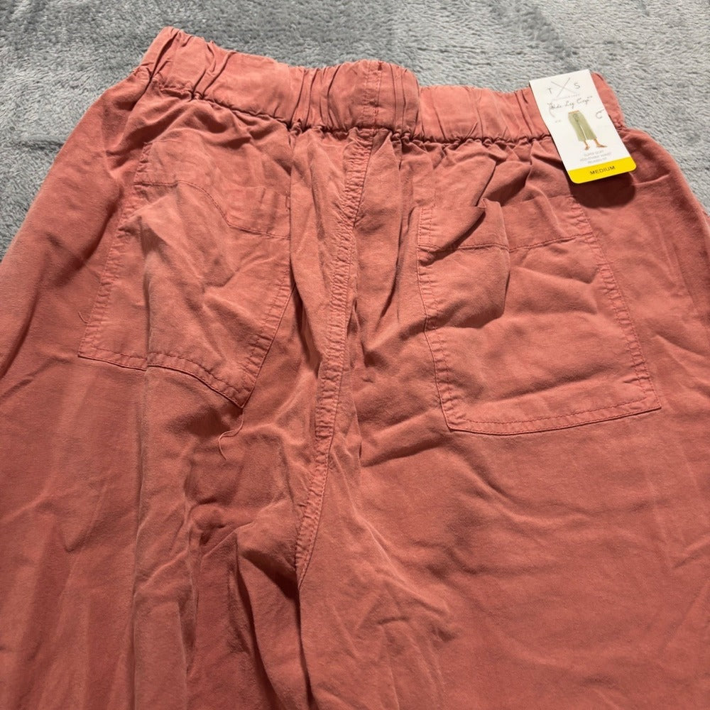 Thread & Supply M Womens Rust Wide Leg Crop Pants Boho Casual Drawstring Waist