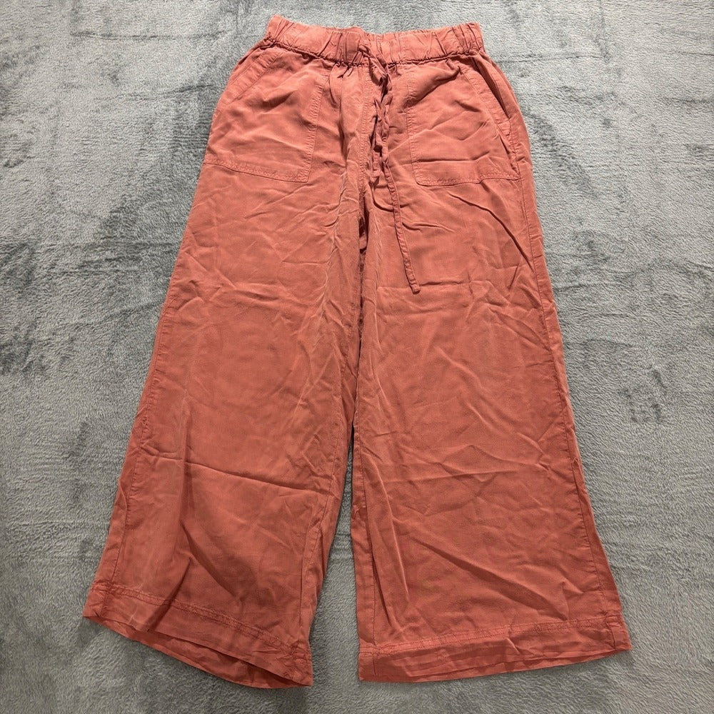 Thread & Supply M Womens Rust Wide Leg Crop Pants Boho Casual Drawstring Waist