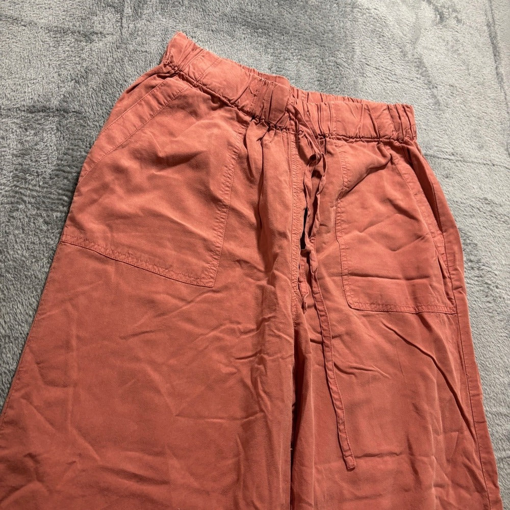 Thread & Supply M Womens Rust Wide Leg Crop Pants Boho Casual Drawstring Waist