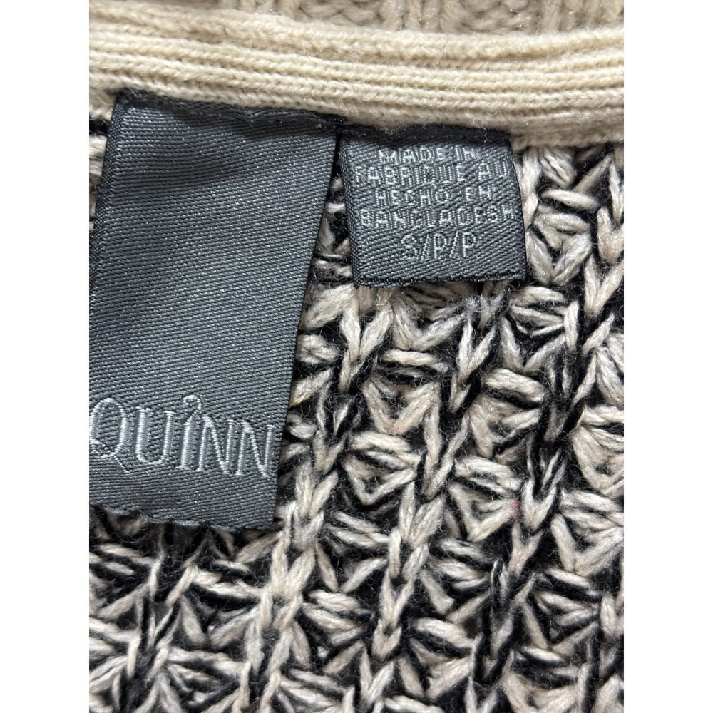 Quinn Womens S/P Black Cream Marl Chunky Knit Shawl Collar Cardigan Cozy Boho