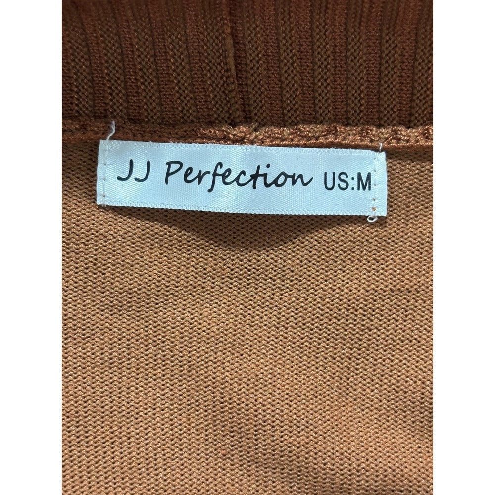 JJ Perfection M Rust Open Duster Cardigan Womens Pockets Boho Casual Sweater