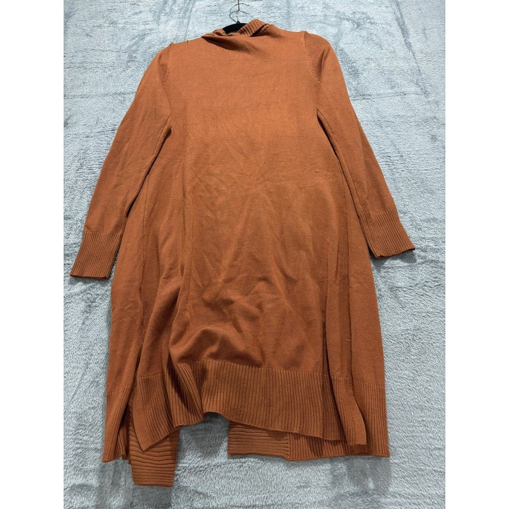 JJ Perfection M Rust Open Duster Cardigan Womens Pockets Boho Casual Sweater