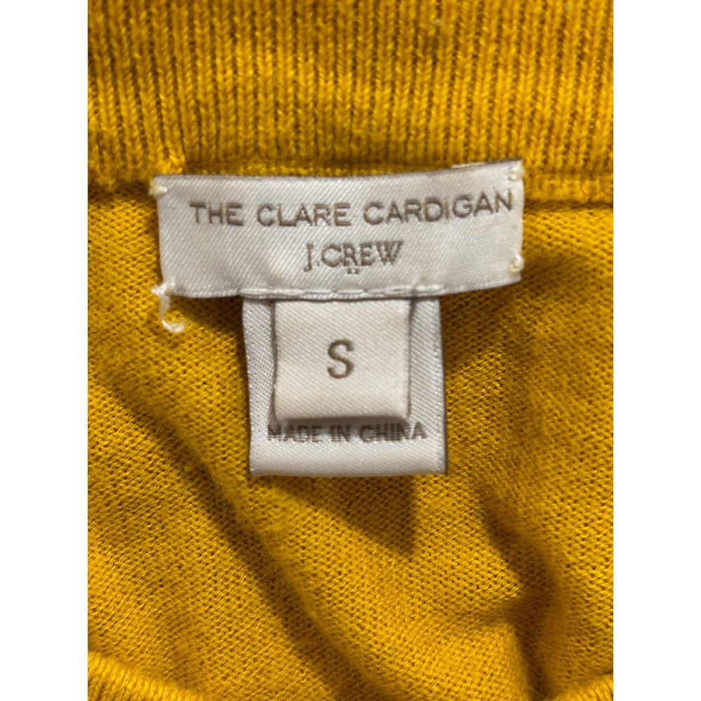 J.Crew S Womens Mustard Yellow Clare Cardigan Button Front Crewneck Preppy Cozy