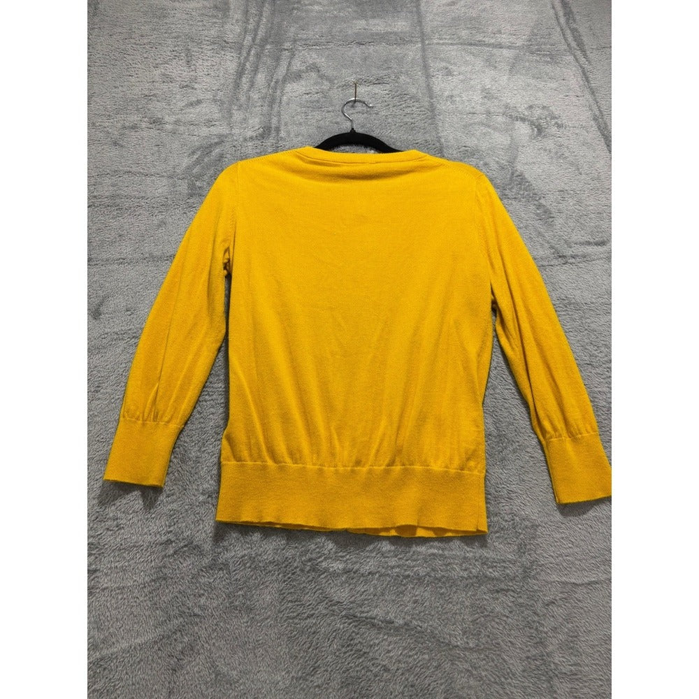 J.Crew S Womens Mustard Yellow Clare Cardigan Button Front Crewneck Preppy Cozy