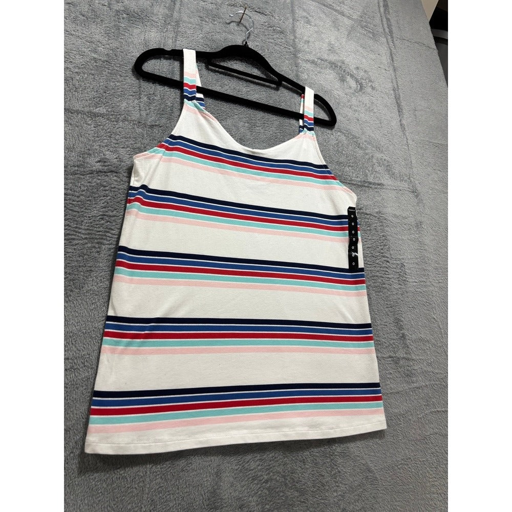 Torrid 0 Womens White Multicolor Striped Cami Tank Top Coastal Sleeveless