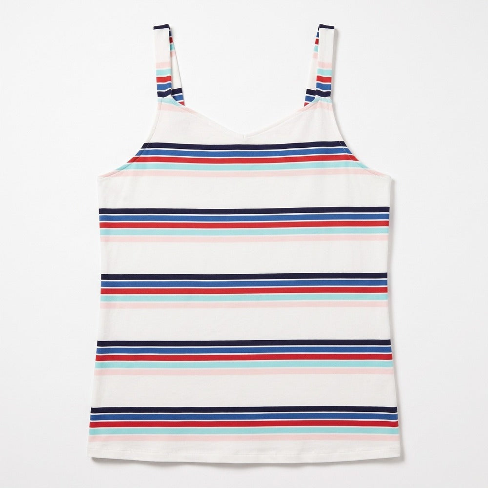 Torrid 0 Womens White Multicolor Striped Cami Tank Top Coastal Sleeveless