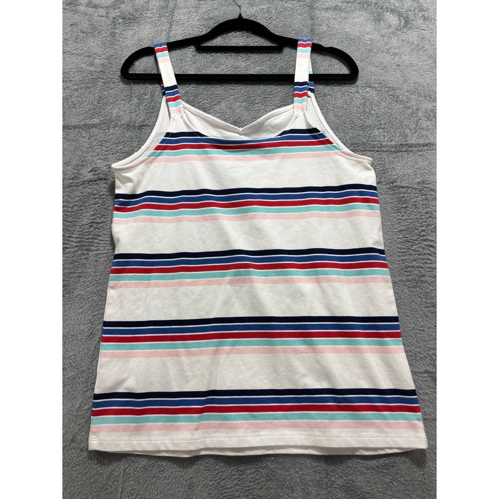 Torrid 0 Womens White Multicolor Striped Cami Tank Top Coastal Sleeveless