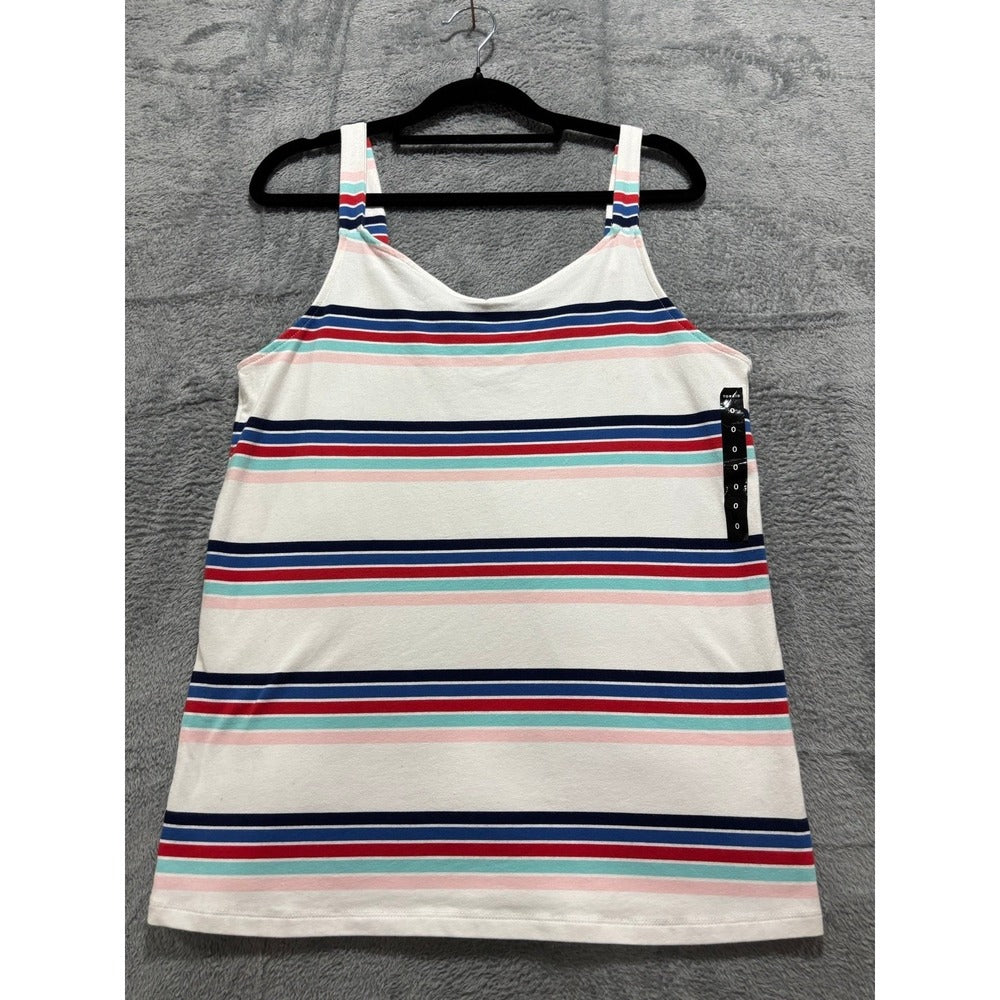 Torrid 0 Womens White Multicolor Striped Cami Tank Top Coastal Sleeveless