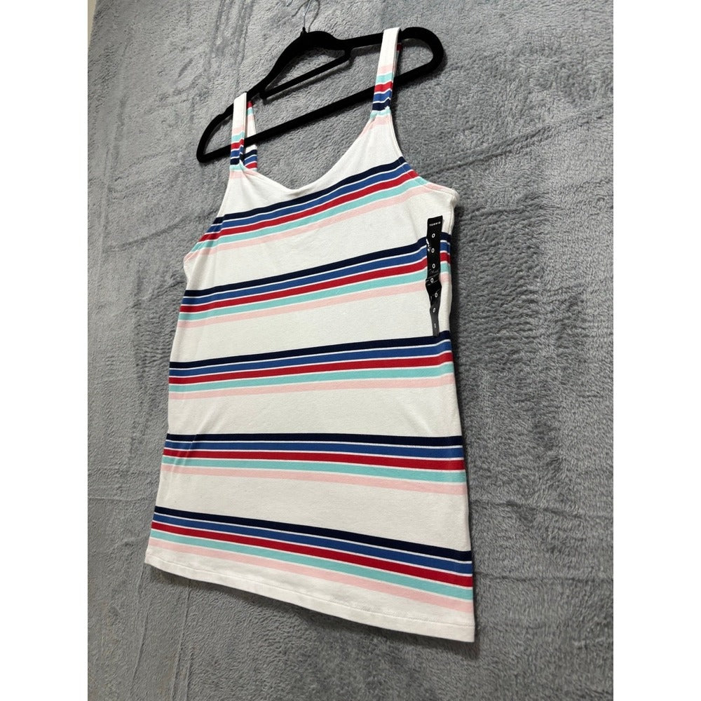 Torrid 0 Womens White Multicolor Striped Cami Tank Top Coastal Sleeveless