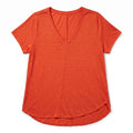 Tahari Womens 1X Coral 100% Linen V-Neck Short Sleeve Top Casual Coastal Boho