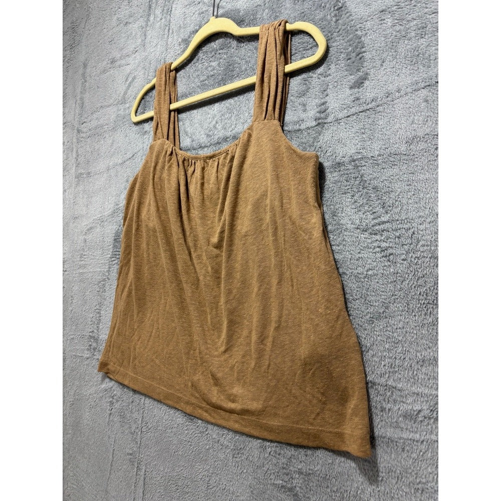 Banana Republic M Tan Gathered Strap Tank Top Womens Boho Casual