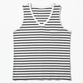 Time and Tru M 8-10 White Black Striped Womens V-Neck Pocket Tank Casual Coastal