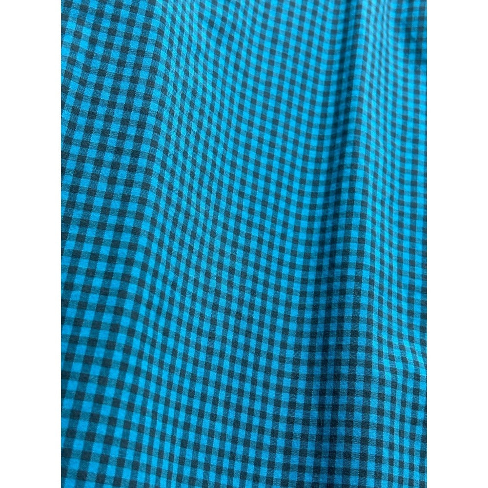 Old Navy Signature XL Teal Gingham Button Up Shirt Mens Preppy Casual