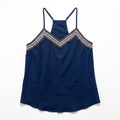 Womens M Navy Racerback Cami Tank Top Geometric Trim Boho Festival Casual