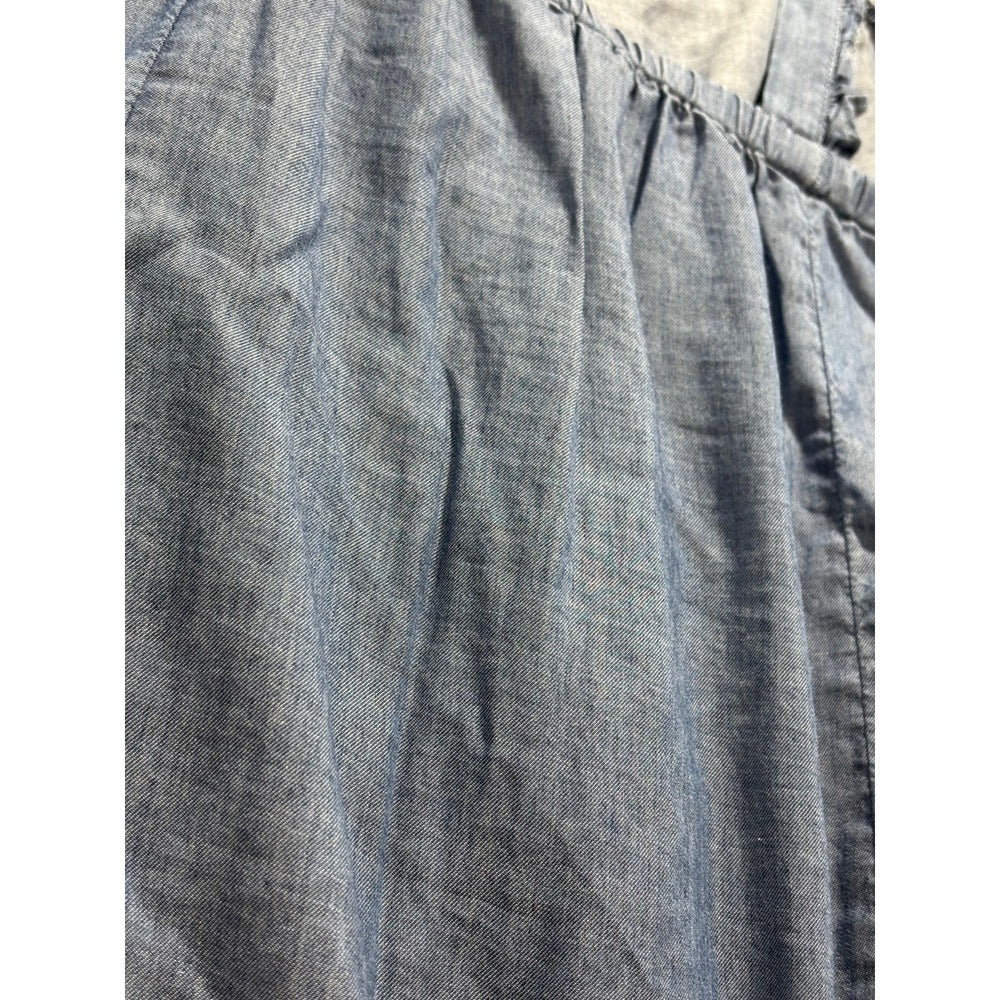 LOFT Outlet Womens M Blue Chambray Ruffle Strap Babydoll Tank Top Boho Casual