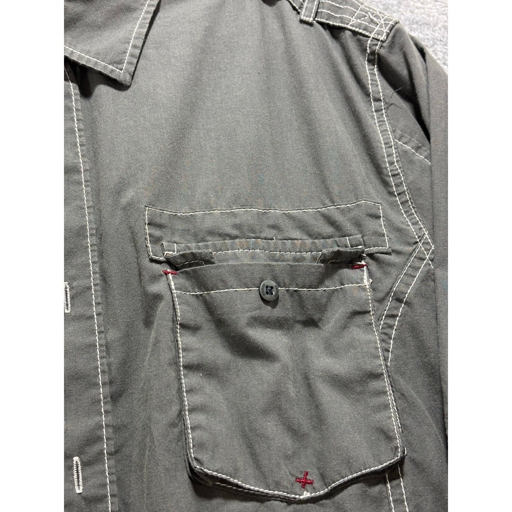 Surplus XL Olive Gray Button Up Long Sleeve Shirt Utility Casual Vintage