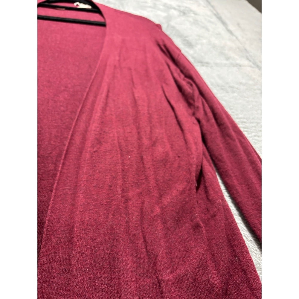Merona Womens S Burgundy Open-Front Cardigan Sweater Cozy Casual Hip Length