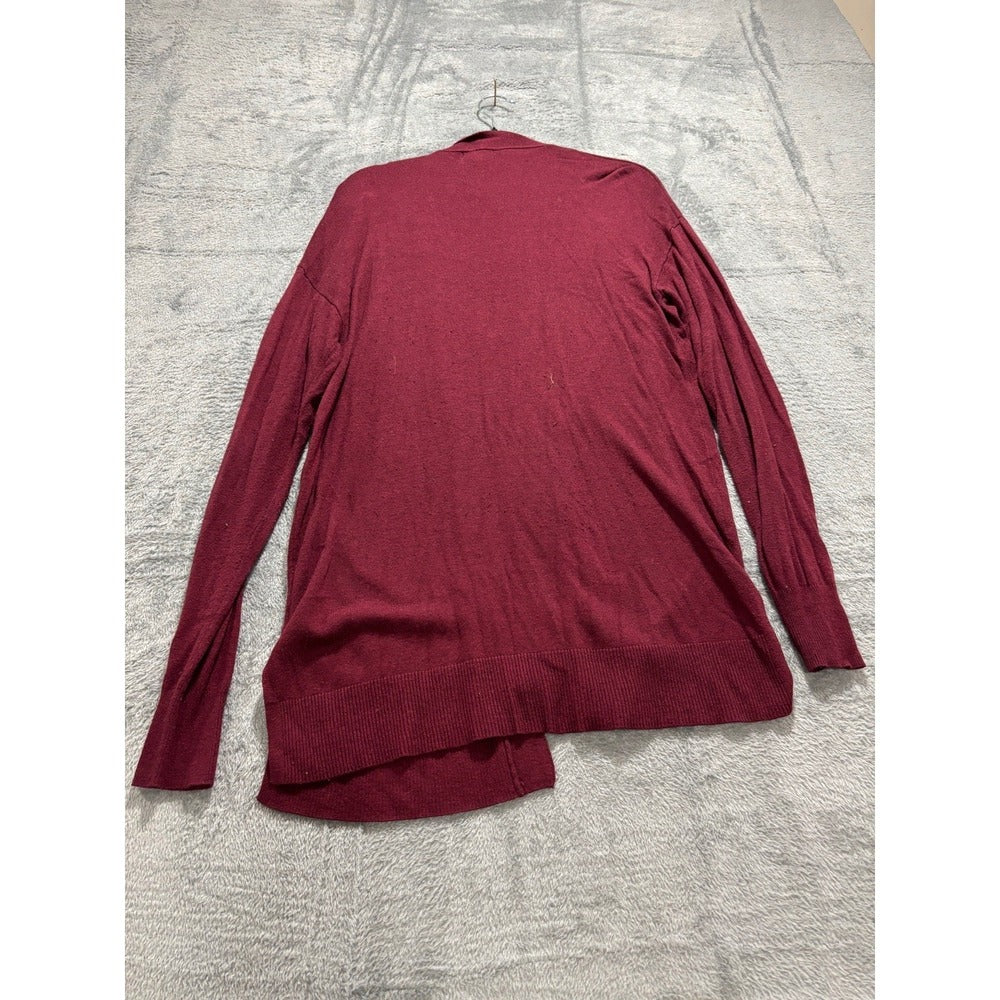 Merona Womens S Burgundy Open-Front Cardigan Sweater Cozy Casual Hip Length
