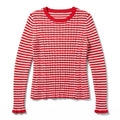 American Eagle Womens M Red White Striped Henley Sweater Preppy Coastal Casual