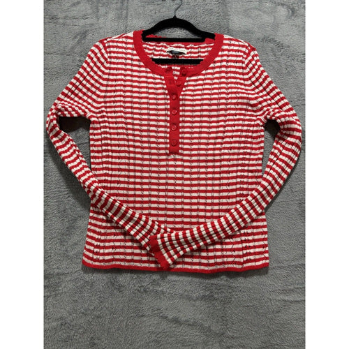 American Eagle Women's Red Striped Henley Size M, photo 2 of 10