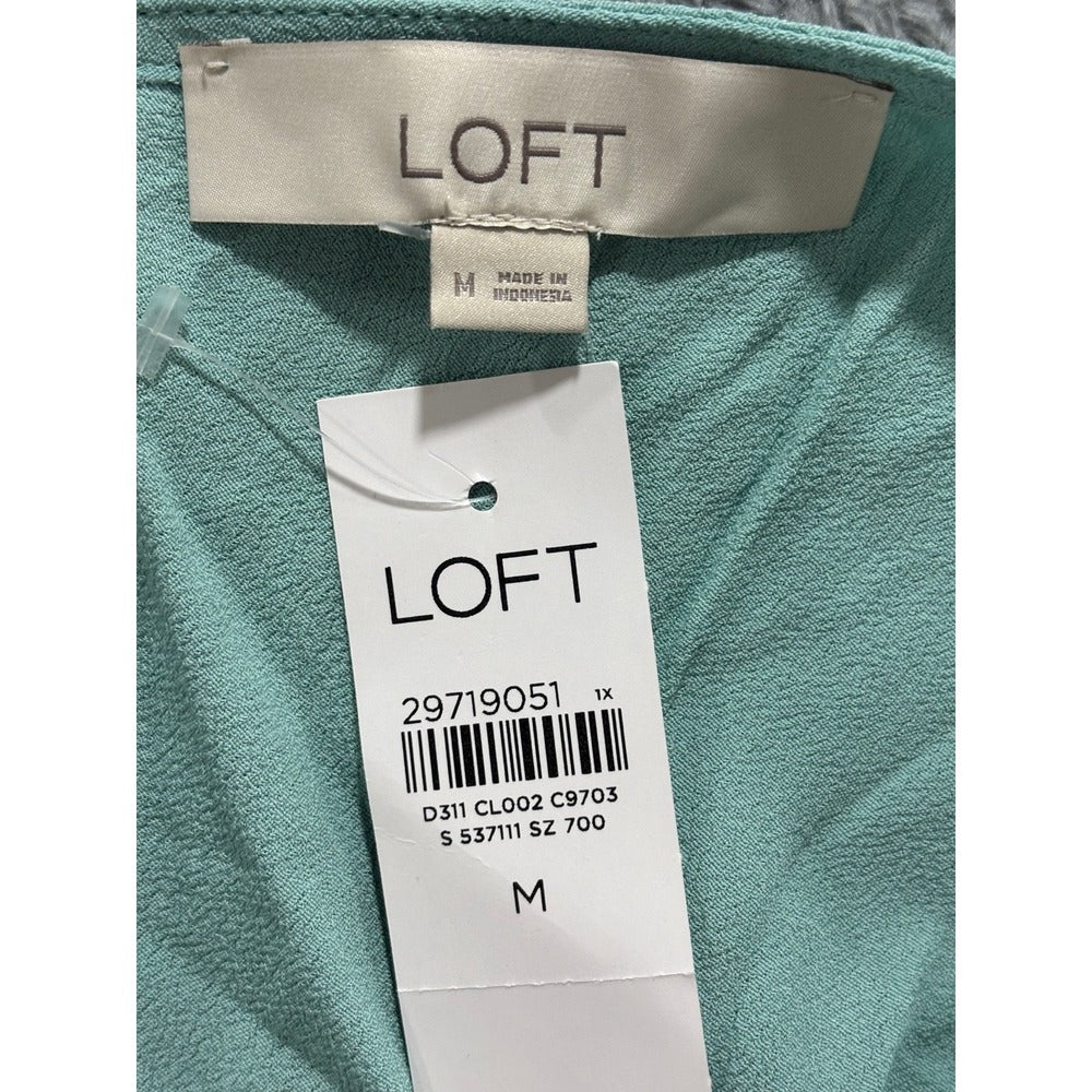 LOFT M Seafoam Green Tiered V-Neck Swing Tank Womens Boho Casual Top