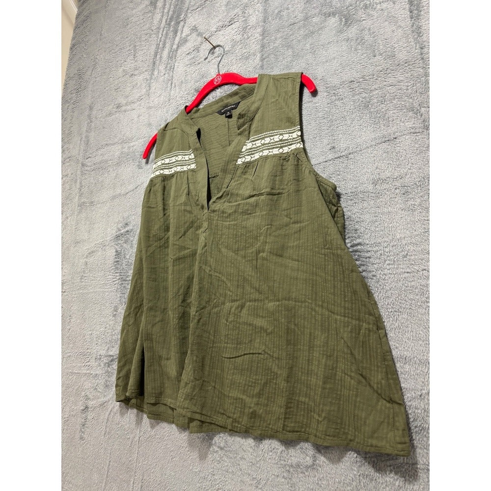 Banana Republic Womens M Olive Green Sleeveless Popover Top Boho Casual Vintage