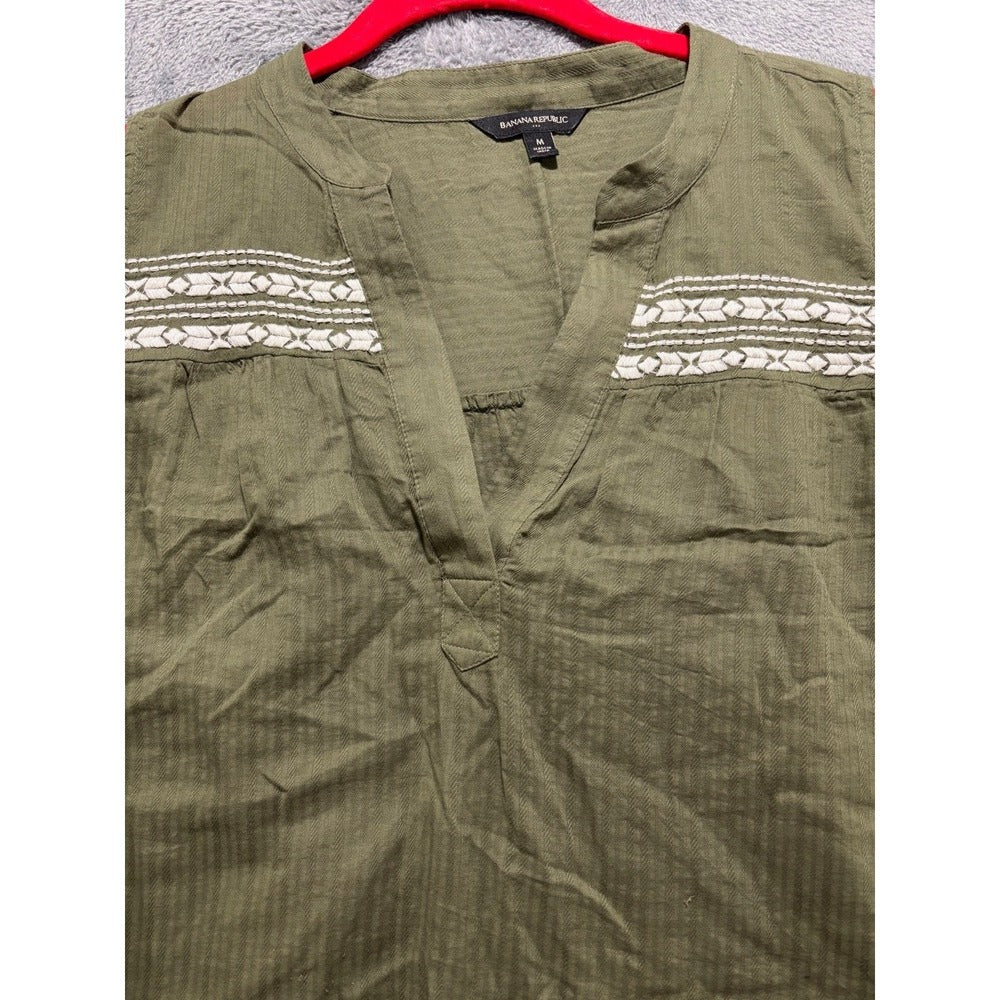 Banana Republic Womens M Olive Green Sleeveless Popover Top Boho Casual Vintage