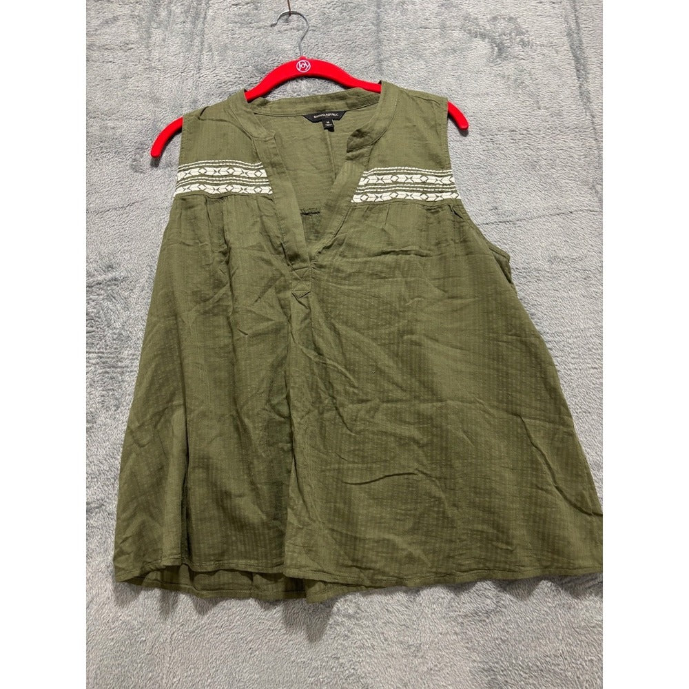 Banana Republic Womens M Olive Green Sleeveless Popover Top Boho Casual Vintage
