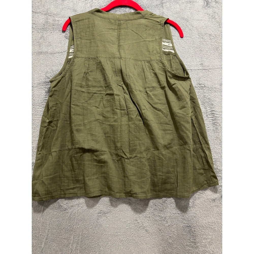 Banana Republic Womens M Olive Green Sleeveless Popover Top Boho Casual Vintage