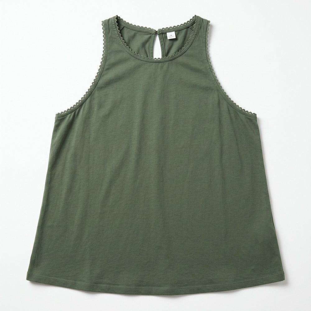 Old Navy M Olive Green High Neck Swing Tank Top Womens Boho Casual