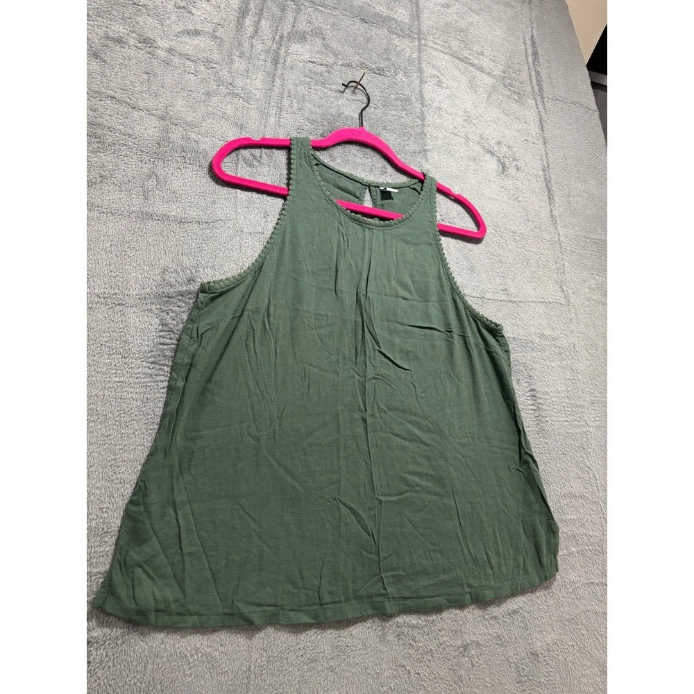 Old Navy M Olive Green High Neck Swing Tank Top Womens Boho Casual