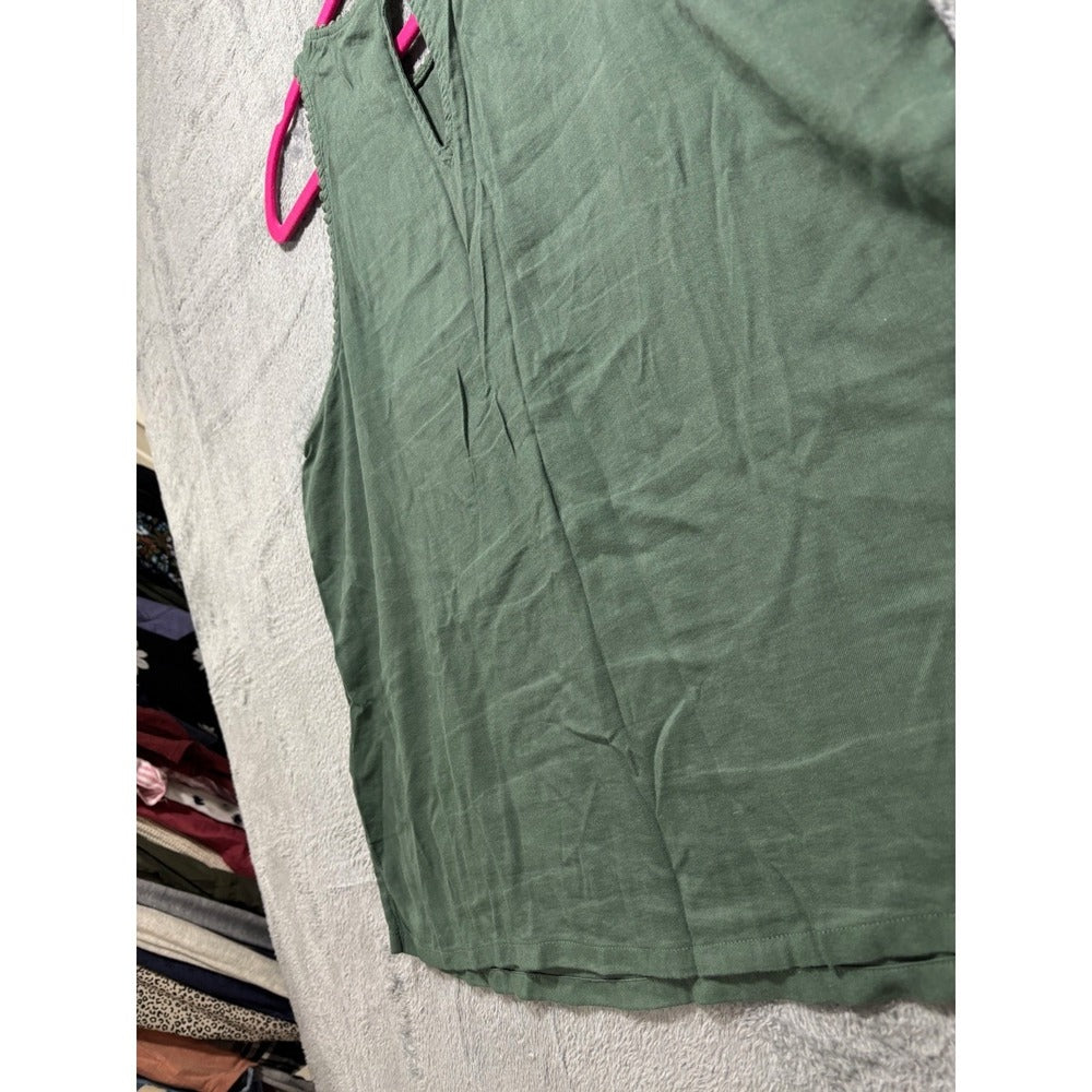 Old Navy M Olive Green High Neck Swing Tank Top Womens Boho Casual
