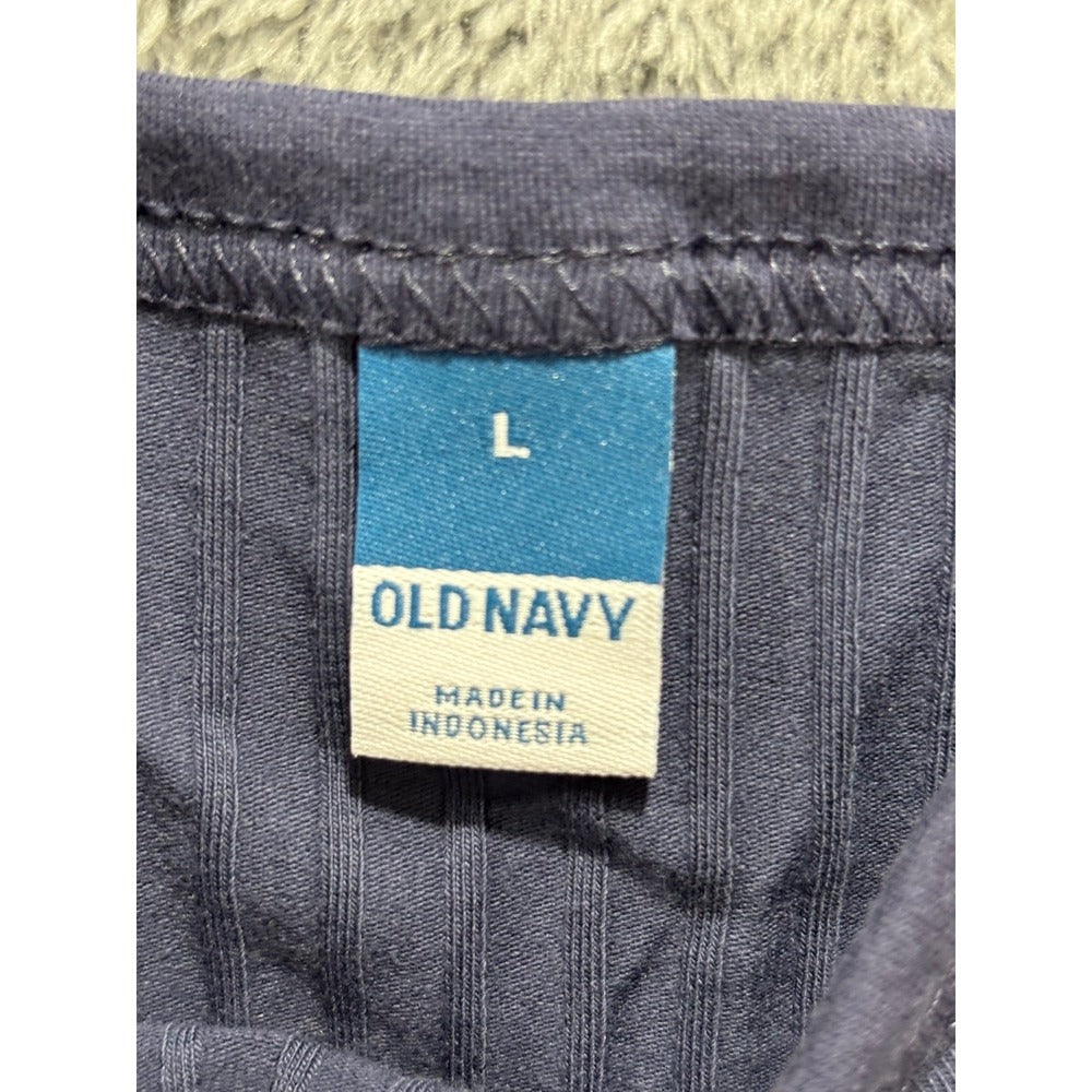 Old Navy L Dusty Blue Ribbed Crop Cami Womens Lettuce Hem Casual Boho Top
