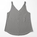 LOFT Outlet M Black White Striped V-Neck Double-Strap Tank Womens Casual Boho