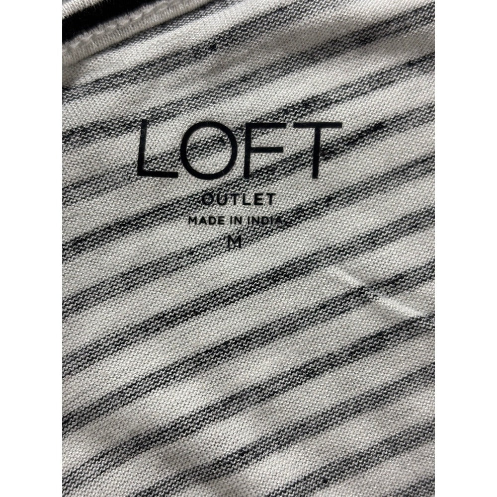 LOFT Outlet M Black White Striped V-Neck Double-Strap Tank Womens Casual Boho