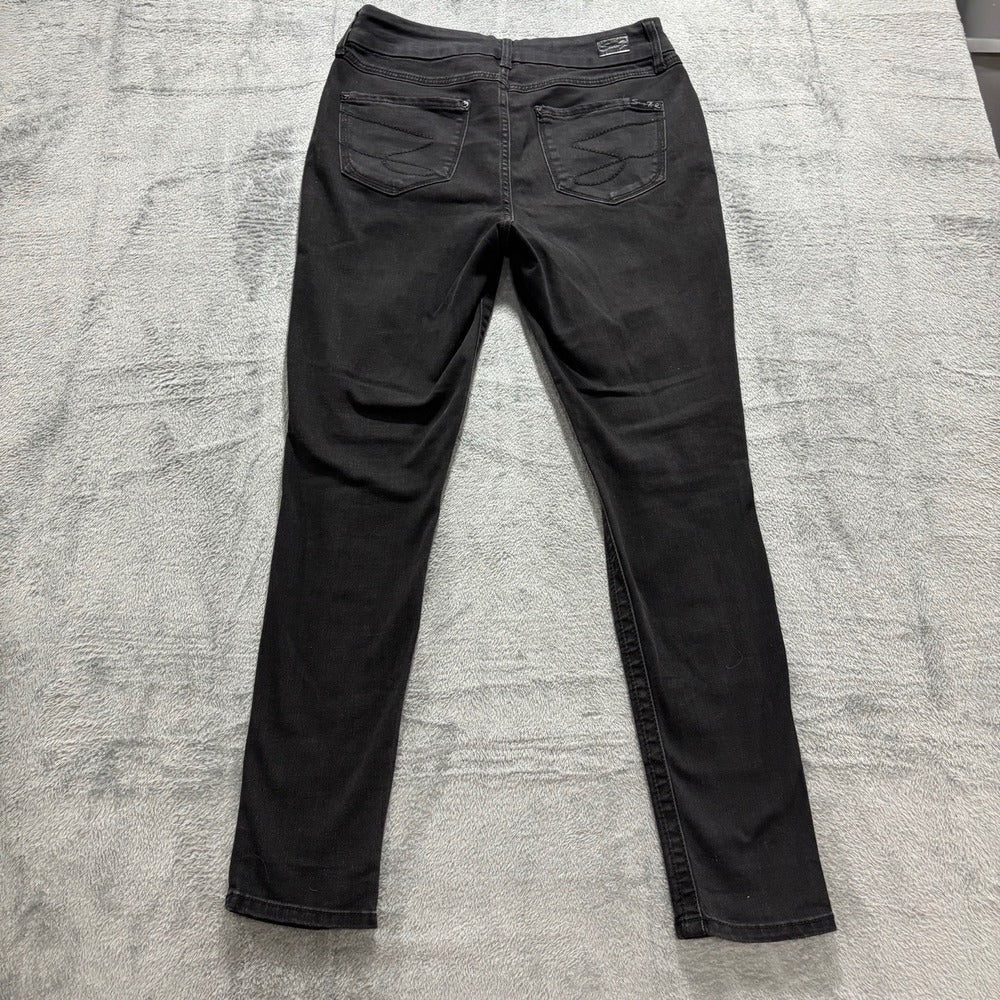 Seven7 8 Black Tummyless High Rise Skinny Jeans Womens Distressed Casual Vintage