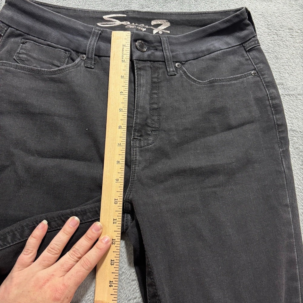 Seven7 8 Black Tummyless High Rise Skinny Jeans Womens Distressed Casual Vintage