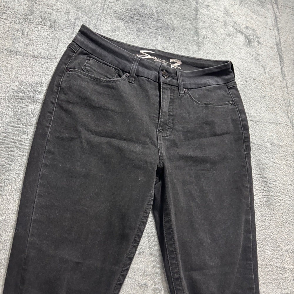 Seven7 8 Black Tummyless High Rise Skinny Jeans Womens Distressed Casual Vintage