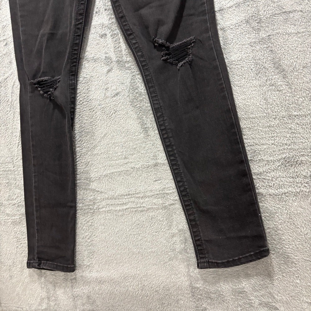 Seven7 8 Black Tummyless High Rise Skinny Jeans Womens Distressed Casual Vintage