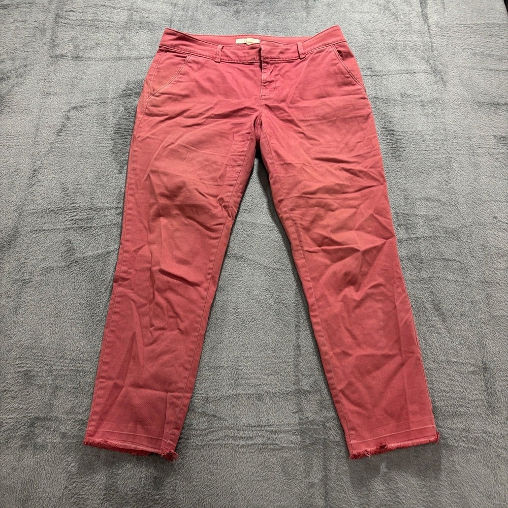 LOFT 6 Rust Marisa Chino Pants Womens Frayed Hem Casual Boho Ankle Trousers