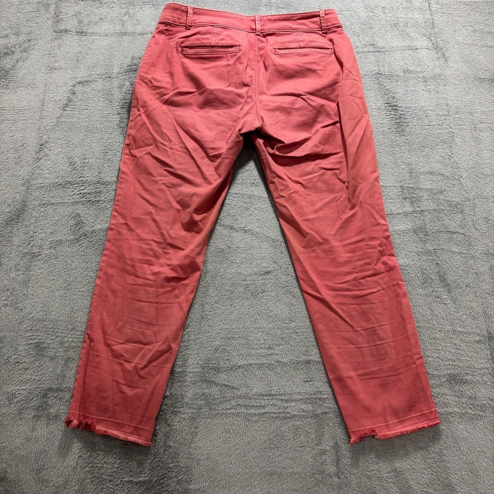LOFT 6 Rust Marisa Chino Pants Womens Frayed Hem Casual Boho Ankle Trousers