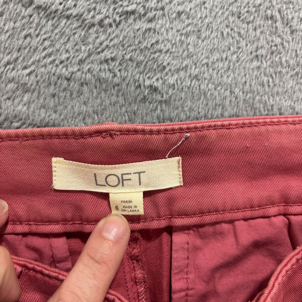 LOFT 6 Rust Marisa Chino Pants Womens Frayed Hem Casual Boho Ankle Trousers