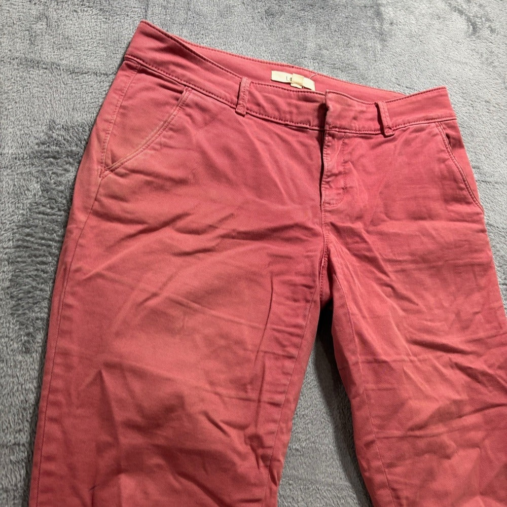 LOFT 6 Rust Marisa Chino Pants Womens Frayed Hem Casual Boho Ankle Trousers