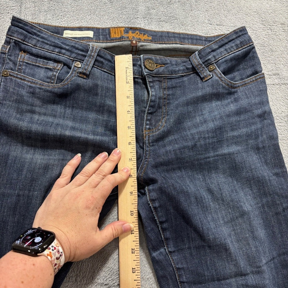 KUT from the Kloth 6 Blue Bardot Crop Skinny Boyfriend Jeans Womens Casual Boho