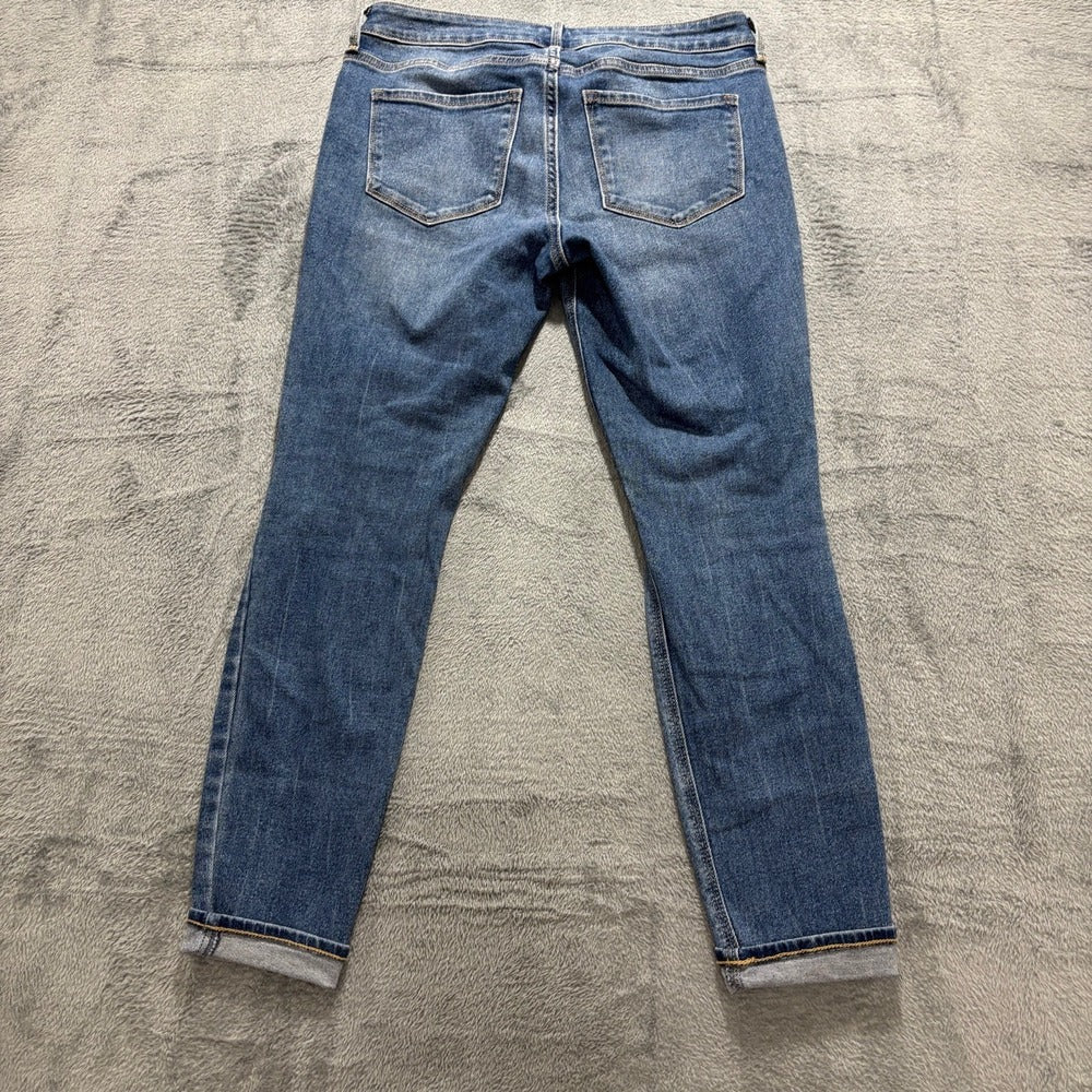 Old Navy 8 Blue Womens Distressed Skinny Jeans Cuffed Hem Casual Vintage Boho