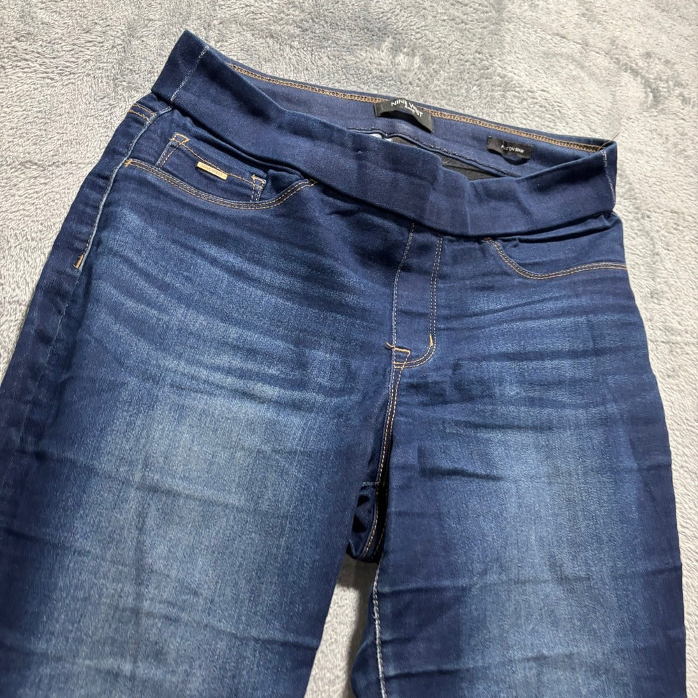 Nine West Womens 6 Dark Wash Pull-On Skinny Jeans Casual Boho Denim