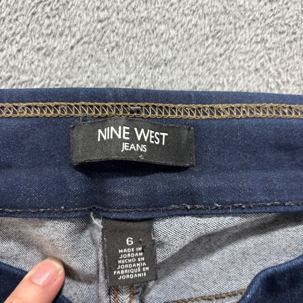 Nine West Womens 6 Dark Wash Pull-On Skinny Jeans Casual Boho Denim
