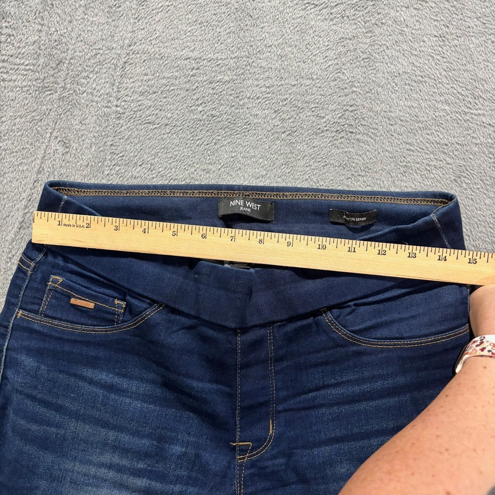 Nine West Womens 6 Dark Wash Pull-On Skinny Jeans Casual Boho Denim